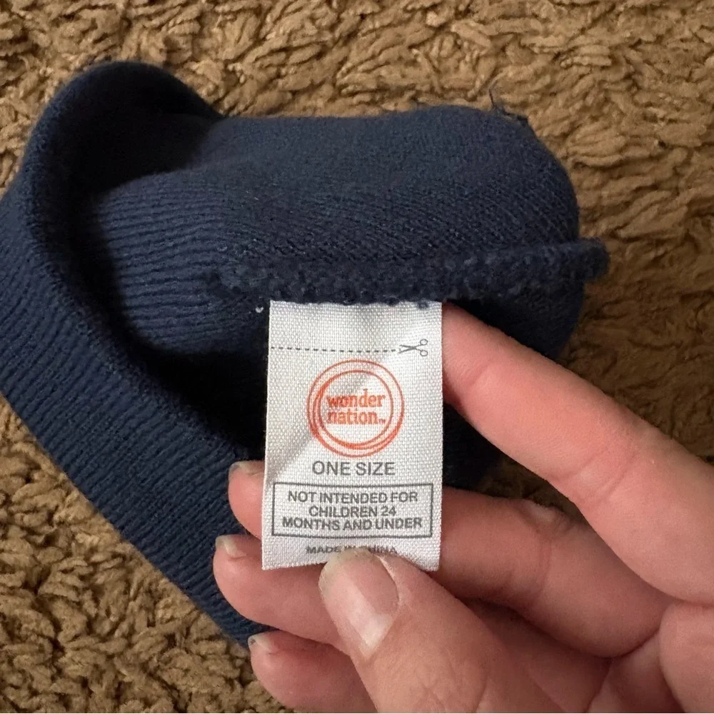 Wonder Nation Navy Blue Knit Beanie Hat Kids Winter Warm